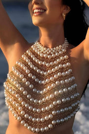 Pearl Body Chain Necklace for Festival & Beach Parties