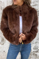 Chaqueta con cremallera y cuello alto de piel sintética – Abrigo informal holgado