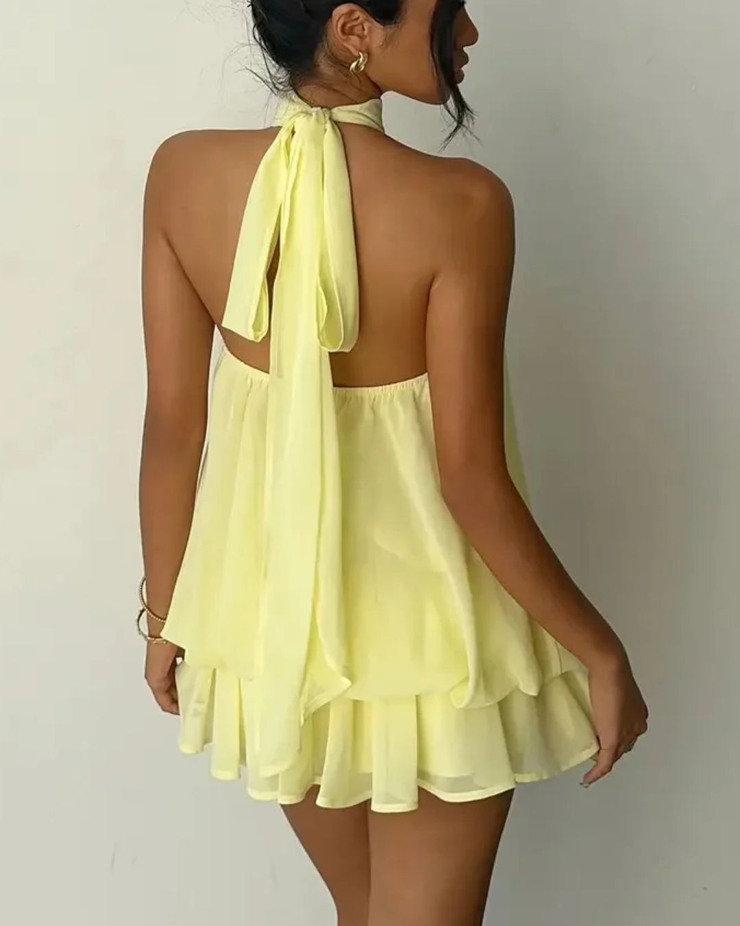 Curvvvy® Halter Neck Ruffle Layered Mini Dress
