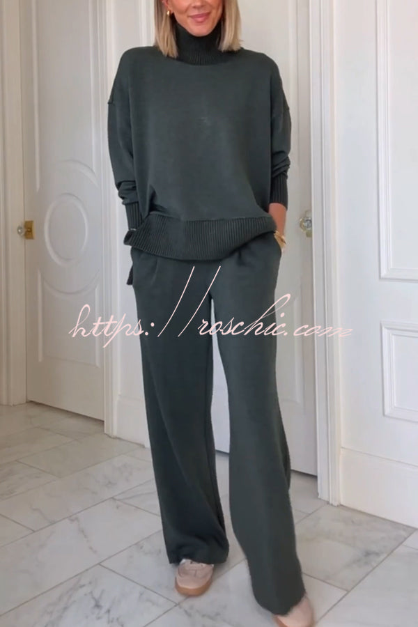Ensemble sweat-shirt à manches longues et pantalon ample à col montant
