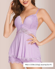 Lace-Trim Cami & Shorts Pajama Set – Silky Sleepwear