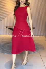Chiffon Pleated Hem Midi Dress for Formal Occasions