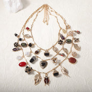 Vintage Layered Geometric Zircon Pendant Necklace