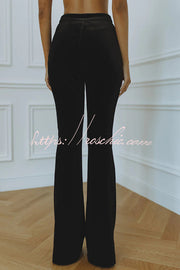 Velvet High Rise Flare Pants with Elastic Waist