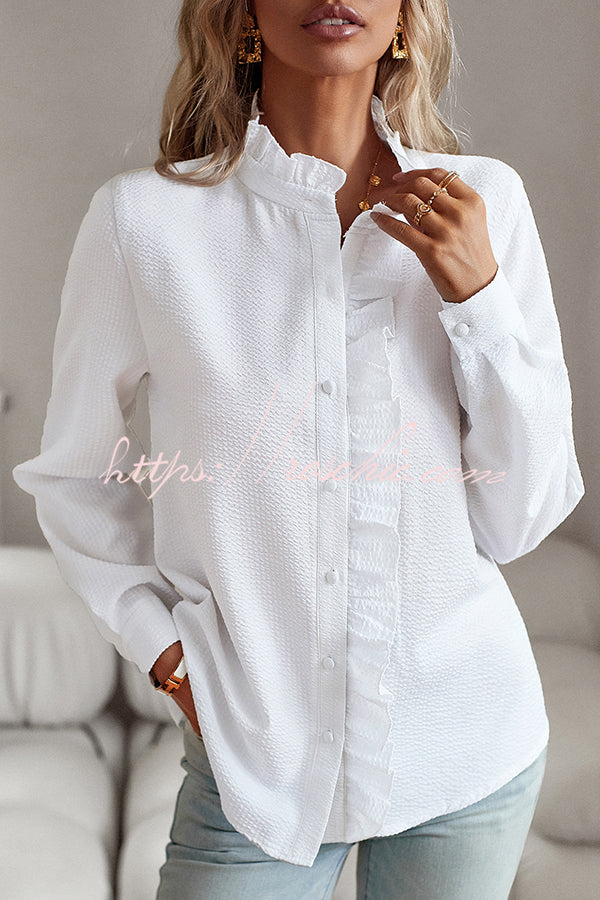 Chemise boutonnée à manches longues pour femmes, haut ample et décontracté