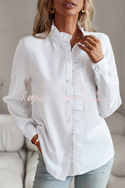Chemise boutonnée à manches longues pour femmes, haut ample et décontracté