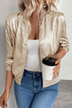 Chaqueta informal holgada de manga larga con cremallera para mujer