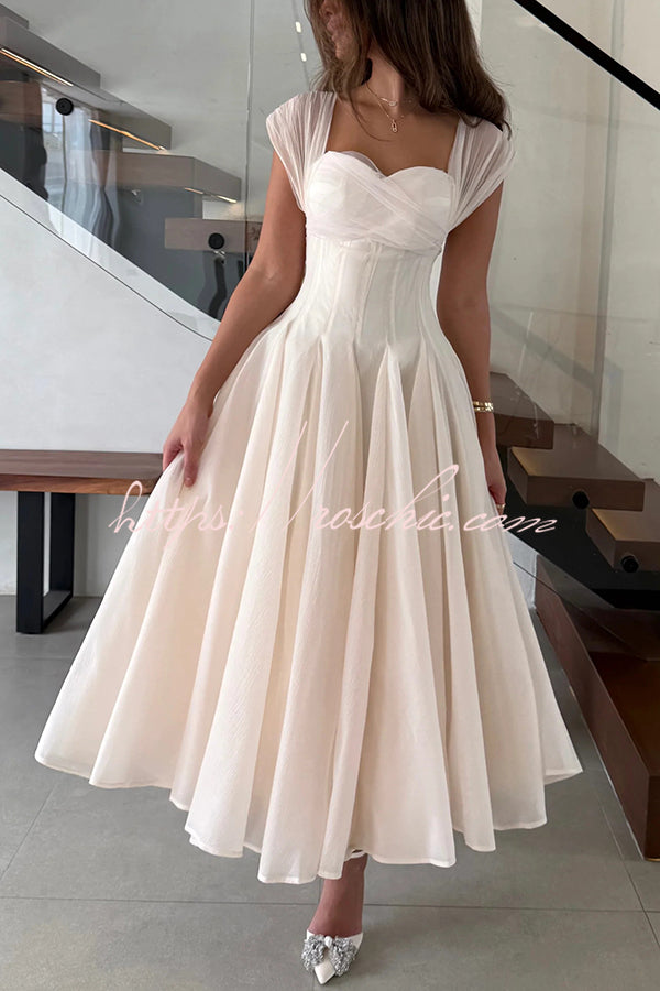 Sleeveless Square-Neck Tulle Maxi Dress for Parties