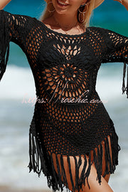 Knit Cutout Cover Up | Crew Neck Beach Cover-Up