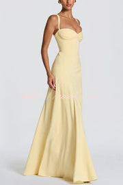 Chiffon Sweetheart Maxi Dress with Lace-Up Back & Bustier