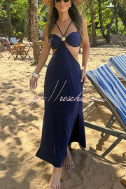 Metal Shell Strap Bikini & Cover-Up Dress Three-Piece Set