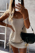 Sleeveless Lace-Up Knit Mini Dress – Loose Fit Casual