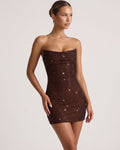 Sparkly Strapless Lace-Up Mini Dress
