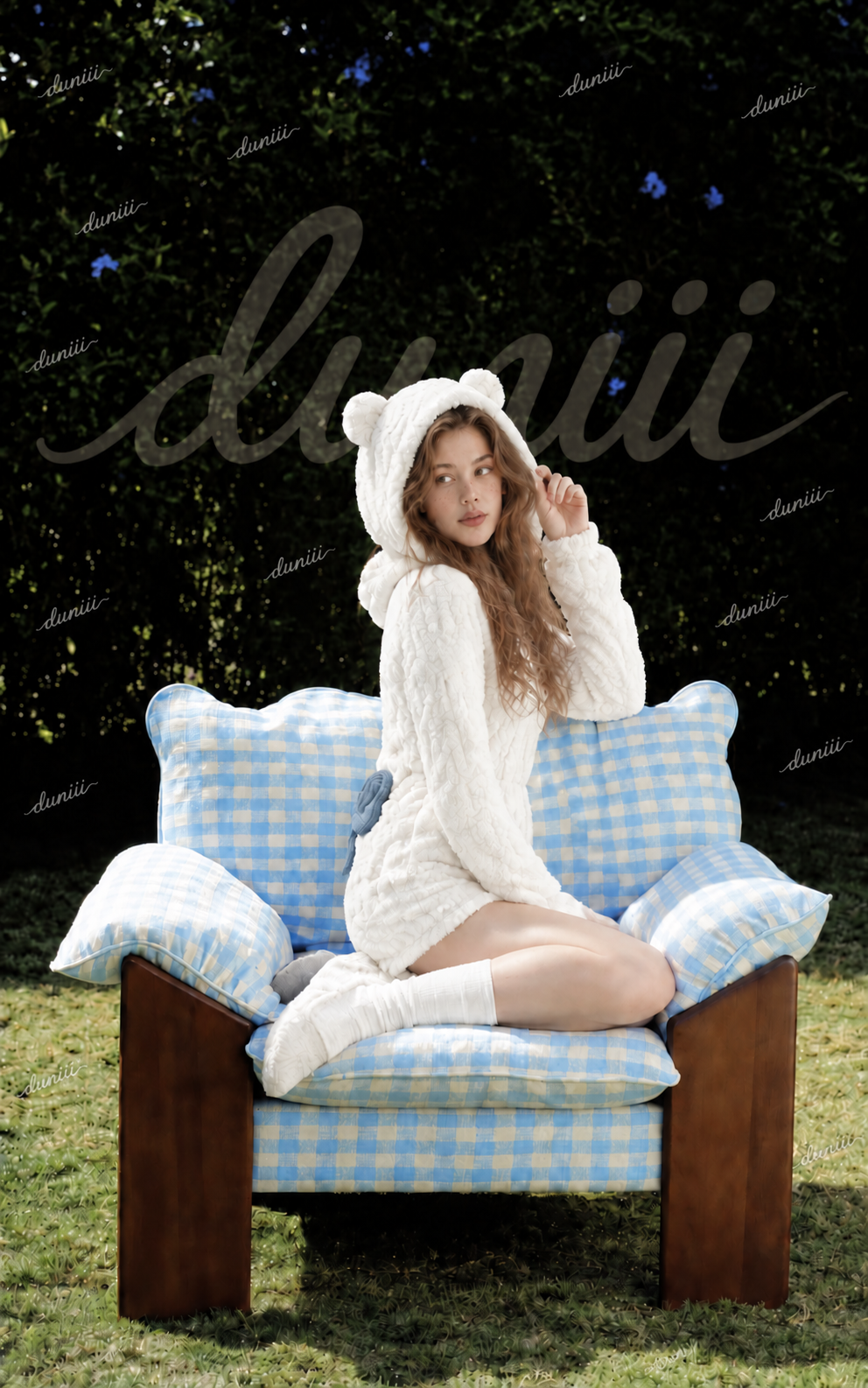 Duniii Original Bear-Ear Hooded Romper with Back Bow