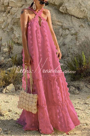 Floral Halter Maxi Dress – Sleeveless Beach Vacation Dress