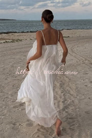 Chiffon Plunge Cutout Maxi Dress – Flowy Loose Fit