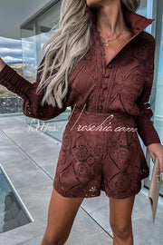 Crochet Lace Blouse and Shorts Set – Loose Fit Party Look