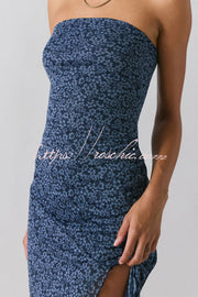 Mesh Tie-Dye Strapless Maxi Dress with Side Slit