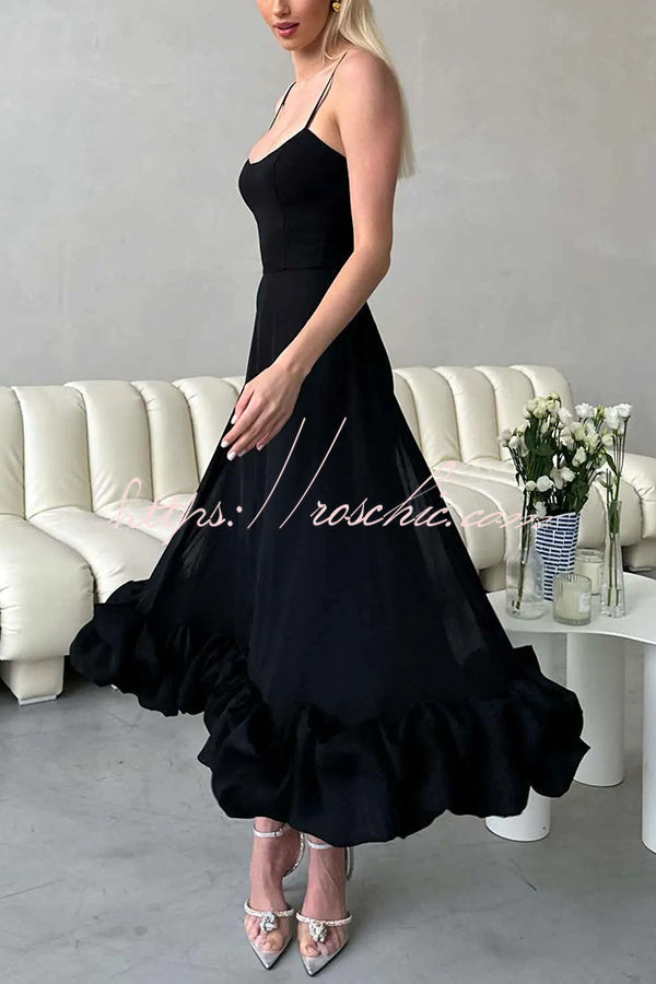 Flounce Bustier Midi Dress for Parties & Banquets