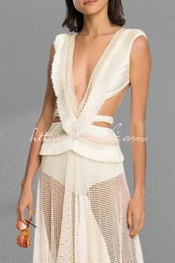 Deep V Backless Strappy One-Piece Swimsuit