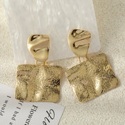 Personalized Hammered Square Metal Earrings with Embossed Detail