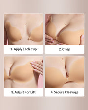 Seamless Deep-V Sticky Silicone Push-Up Bra