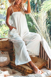 Linen Blend Sleeveless Jumpsuit with Pockets – Relaxed Fit