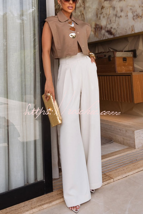 Metal Buckle Lapel Crop Tank Top | Loose Casual Fit
