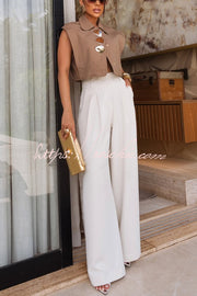 Metal Buckle Lapel Crop Tank Top | Loose Casual Fit