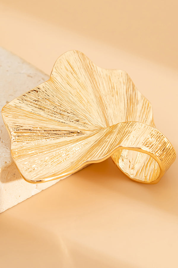 Ginkgo Leaf Shape Alloy Ring in Gold & Silver