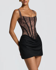 Rose Lace Corset Mini Dress