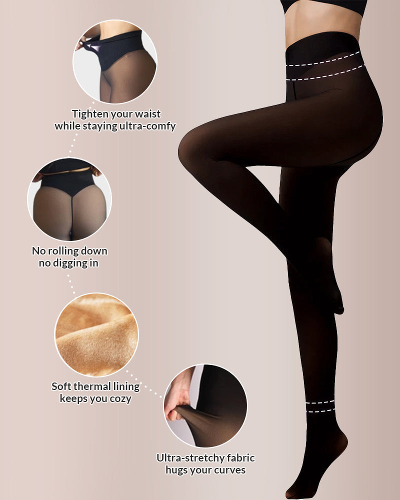 One-Seam Slimming Thermal Tights with Compression Waistband