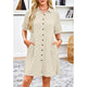 Babydoll Mini Dress Short Sleeve Button Down with Pockets