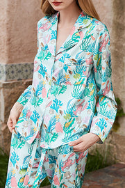 Underwater Print Long Sleeve Two-Piece Set – Loose Fit