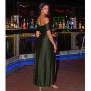 Off Shoulder Bodycon Maxi Dress with High Slit for Wedding