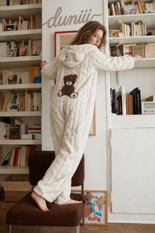 Duniii Original Teddy Bear Plush Hooded Romper
