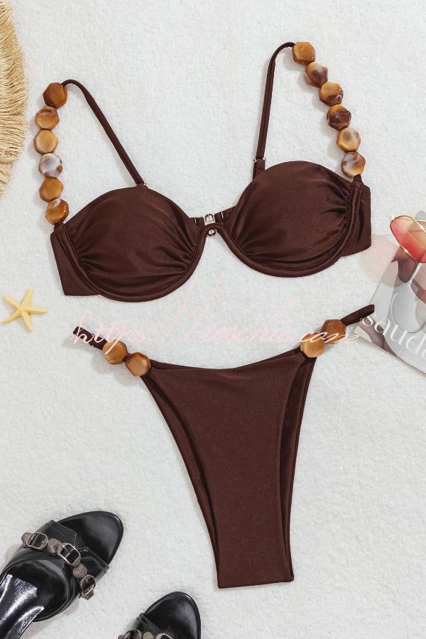Beaded Two-Piece Stretch Bikini Swimsuit | Slim Fit
