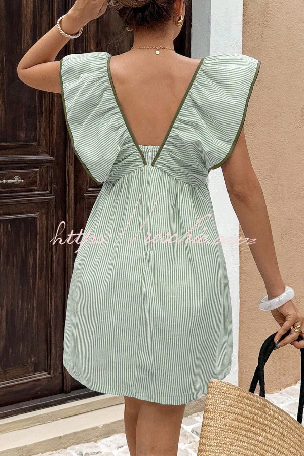 Striped Sleeveless V-Neck Mini Dress – Loose Fit Vacation