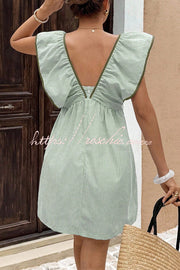 Striped Sleeveless V-Neck Mini Dress – Loose Fit Vacation