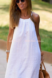 Linen Blend Halter Maxi Dress for Vacation