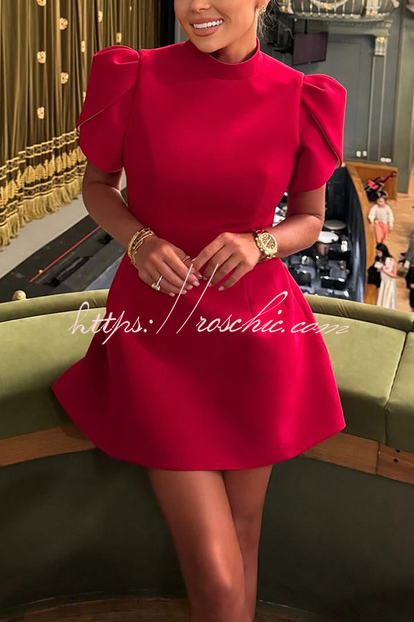 Backless Satin Bow Mini Dress with Slit Sleeves