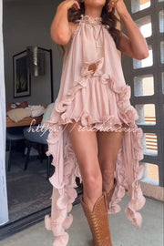 Short à volants en mousseline avec taille élastique – Coupe ample