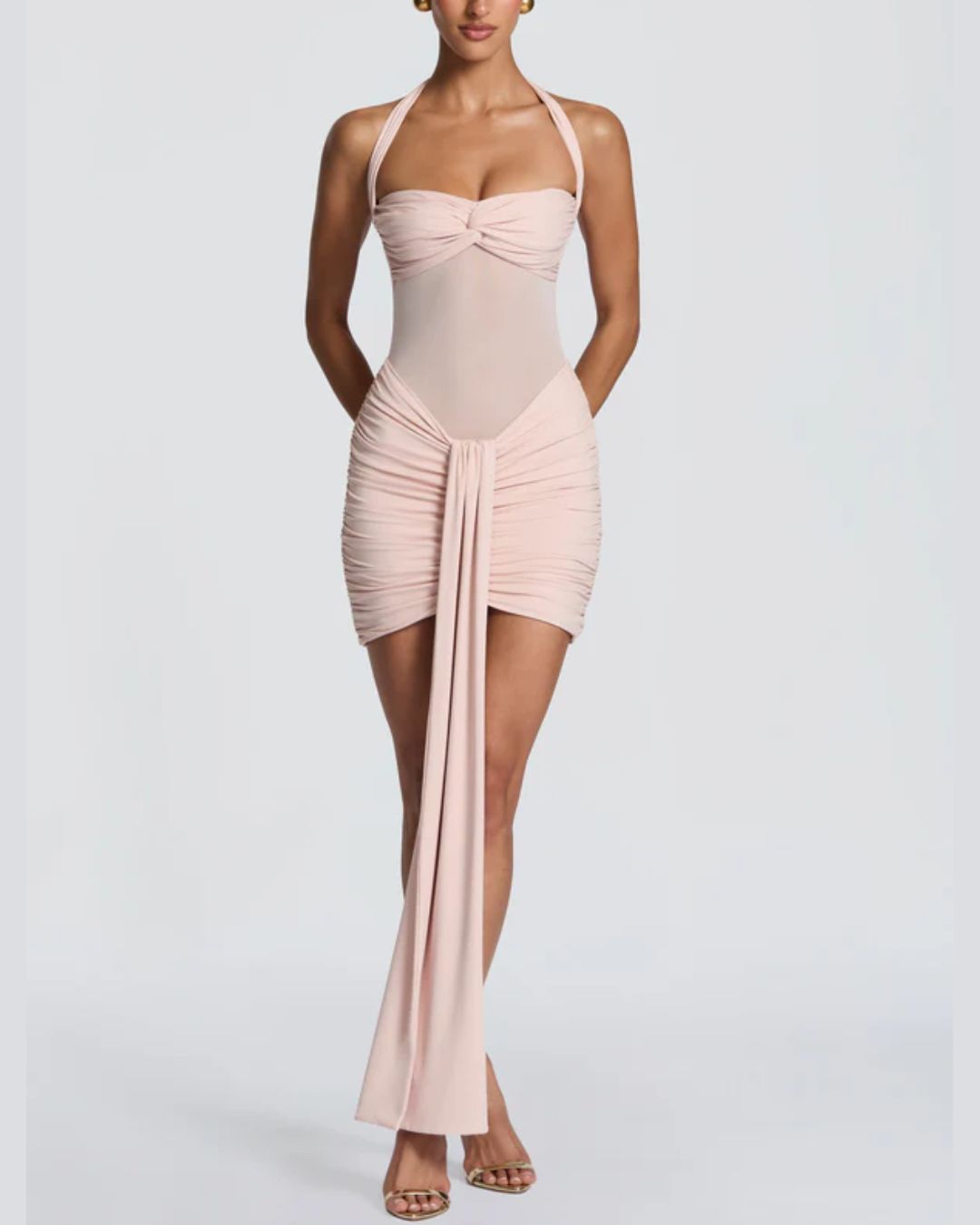 Halter Mesh Bodycon Mini Dress