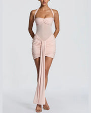 Halter Mesh Bodycon Mini Dress