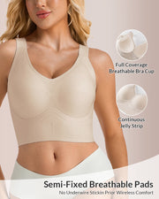 Plus Size Back Smoothing Wireless Bra With Wide Straps