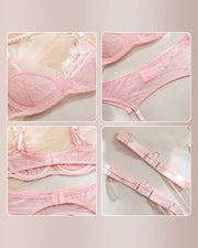 French Lace 4-Piece Garter Lingerie Set – Midnight