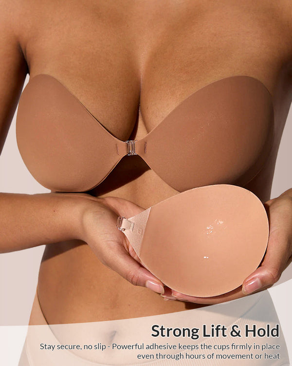 Front Closure Adhesive Invisible Bra, Strapless Silicone