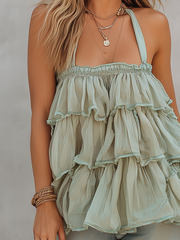 Tiered Ruffle Cami Top with Spaghetti Straps | Boho Chic