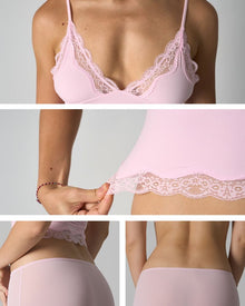 Duniii Lace Trim Crop Cami & Shorts Set