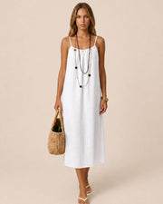 Solid Color Backless Cami Short Dress